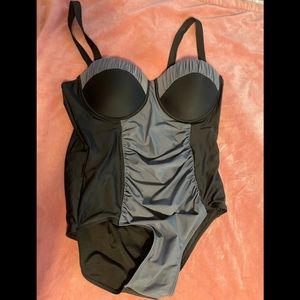 Plus size bathing suit: ruched one piece